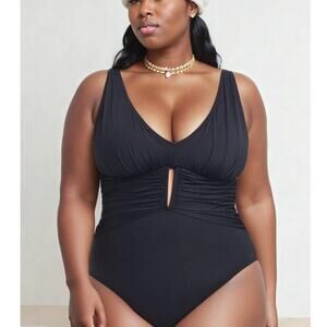 NWT Bleu Rod Beattie Black One Piece Womens Swimsuit Resort Vacation 18 W